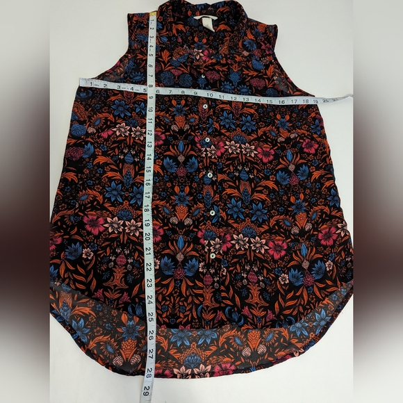 H&M Black Floral Sheer Sleeveless Blouse Women's Size 6 Small - Picture 3 of 6
